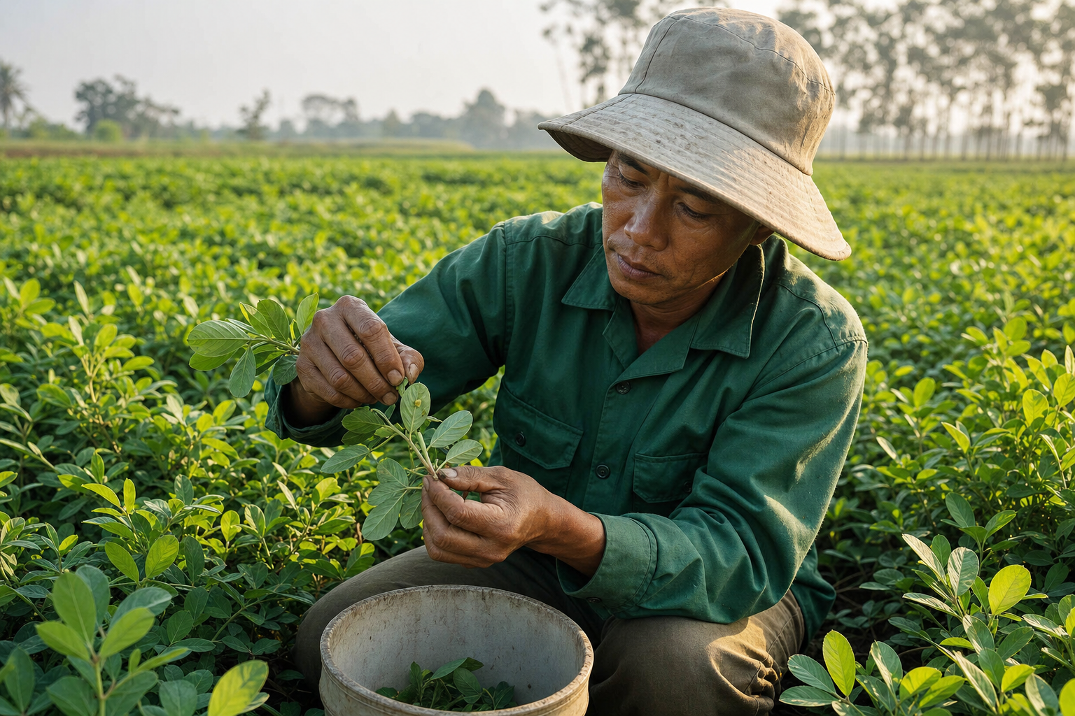 Thăm đồng phát hiện sâu khoang trên ruộng lạc
